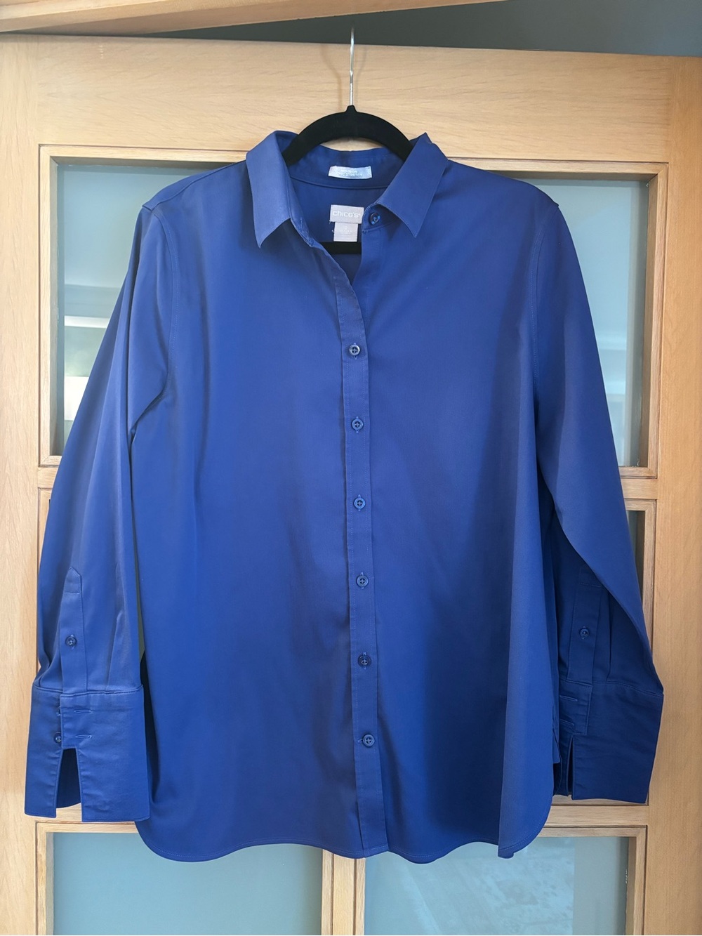 Chico's Deep Blue Button-Up Dress Shirt